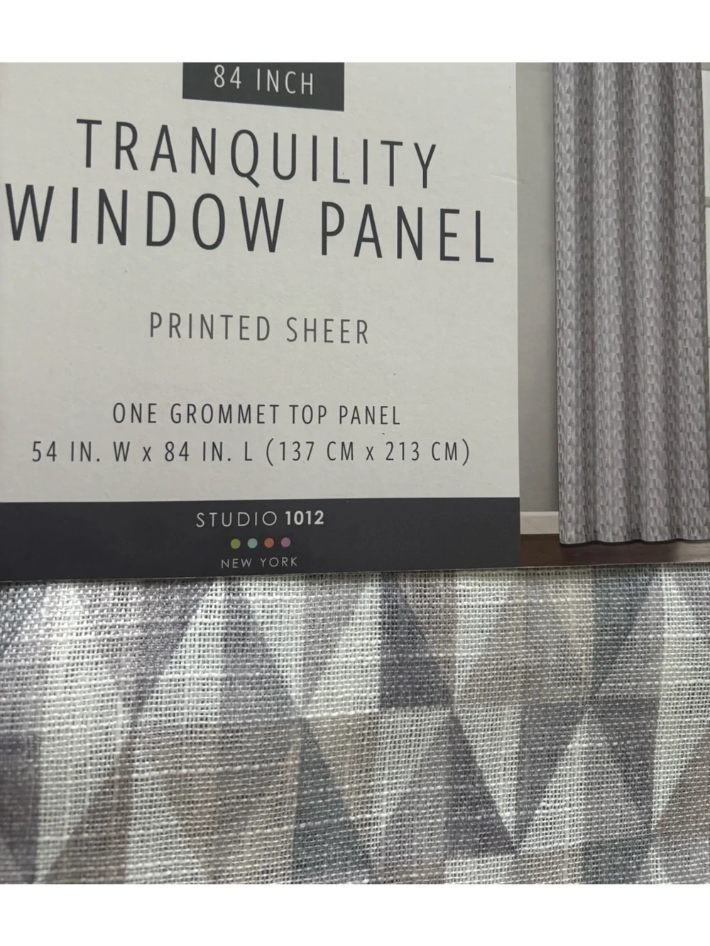 Tranquility by Colorado Clothing Geometric Sheer Window Panels in Gray and White